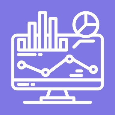 Utilization monitoring icon: dashboard monitor with usage charts and graphs